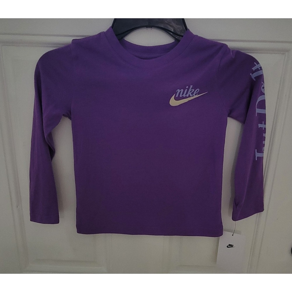 Nike Girl Graphic‎ "Just Do It" Purple Long Sleeve Shirt Size 5